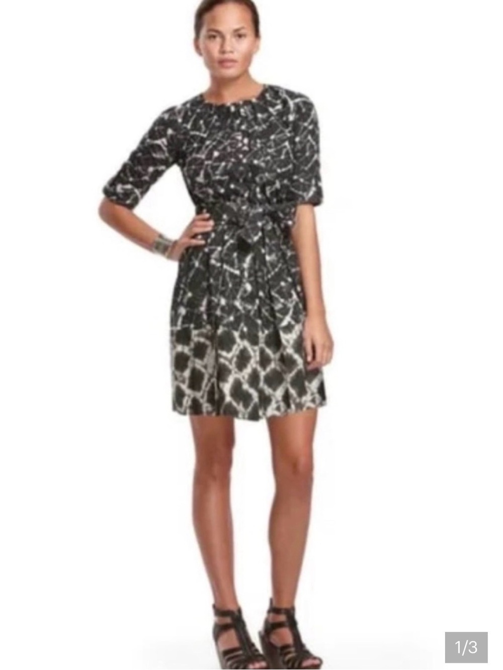 Thakoon x Target Black and White Printed Tie-Waist Dress with Pockets
